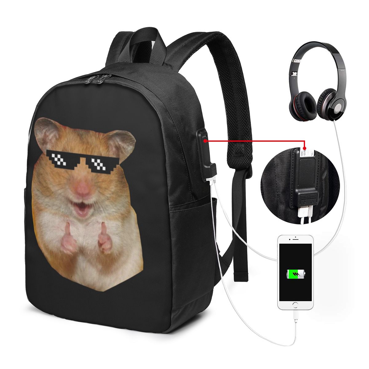 Women Bags For Laptop - Komik Hamster Sırt Çantası Seyahat Dizüstü