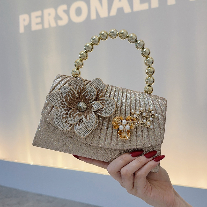 Altın Parlak Elmas Çiçekli Yem - Women Bags Golden incelemesi ve fiyatı