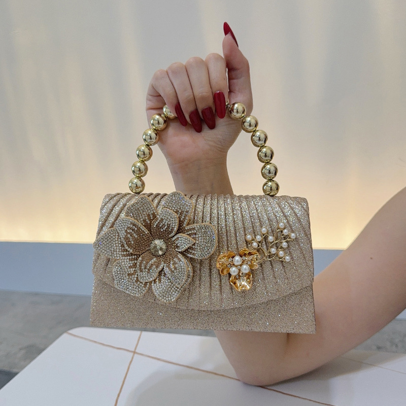 Altın Parlak Elmas Çiçekli Yem - Women Bags Golden incelemesi ve fiyatı