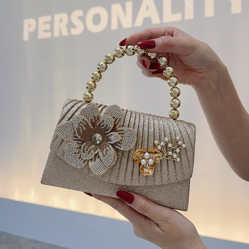 Altın Parlak Elmas Çiçekli Yem - Women Bags Golden incelemesi ve fiyatı
